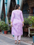 Women Plus Size Lavender Pure Cotton Kurta Set With Dupatta